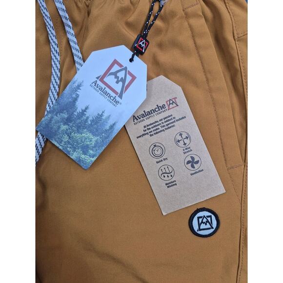 NWT Avalanche Outdoor Supply Co Polyester Drawstring Shorts Gold Sz Sm - Picture 5 of 5